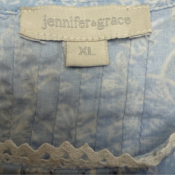 Jennifer Grace Flutter Sleeve Lace Trim Blouse XL Cottagecore Boho Feminine - Picture 2 of 11